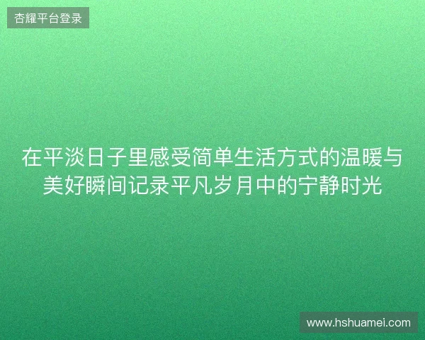 在平淡日子里感受简单生活方式的温暖与美好瞬间记录平凡岁月中的宁静时光